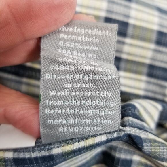 Royal Robbins Men's Insect Shield Bug Barrier Plaid Button Up Shirt Blue Large - Picture 10 of 11